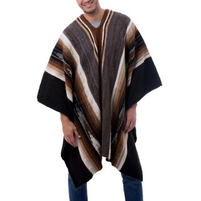 'Road to Huancayo' - Men's Alpaca Wool Poncho