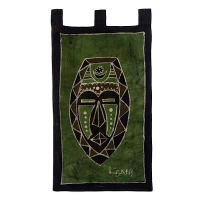 Cotton batik wall hanging, 'African Moon and Star'