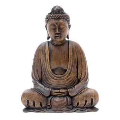 Buddha Dhyana Mudra,'Balinese Wood Buddha in Meditation Sculpture'