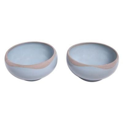 Blue Bounty,'Handmade Blue Ceramic Soup Bowls (Pair)'