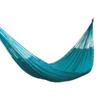 Uxmal Peacock,'Azure Cotton Rope Hammock (Single)'