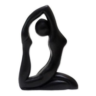 Pigeon Pose,'Suar Wood Figurative Statuette'