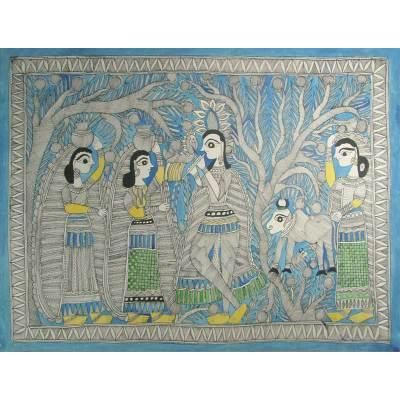 Madhubani painting, 'On a Sunny Day'