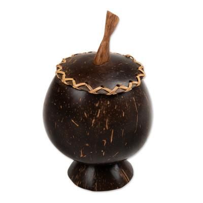 Berry Keeper,'Coconut Shell Decorative Box Hand Carved in Bali'