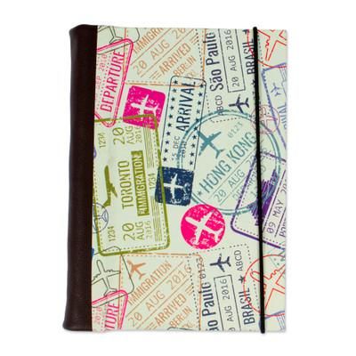 Passport Stamps,'Recycled Paper Handmade Journal with Passport Stamps'