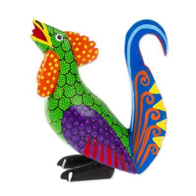 Impressive Rooster,'Colorful Wood Rooster Alebrije Figurine Painted by Hand'