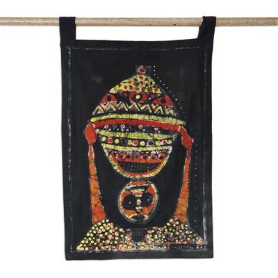 Ancestral Facet,'Handcrafted Cotton Batik Wall Hanging from Ghana'