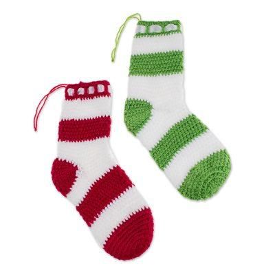 'Hand-Crocheted Stocking Ornaments from Guatemala (Pair)'