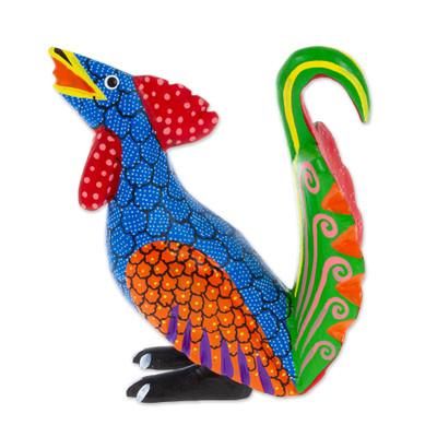 Imposing Rooster,'Wood Rooster Alebrije Figurine Carved and Painted by Hand'