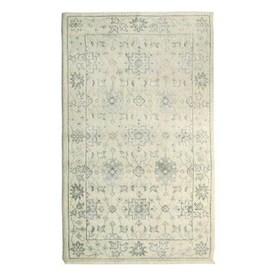 Persian Brilliance,'Beige Grey Hand Knotted Wool Viscose Rectangle Area Rug 5x8'