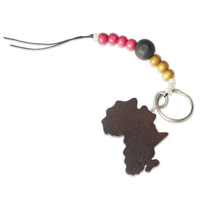 Homeland Amulet,'Handcrafted Ebony Wood Africa Key Chain from Ghana'
