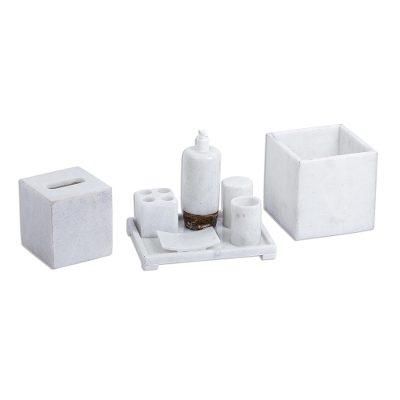 Elite,'Natural White Marble and Onyx Bath Set (8 Pieces)'