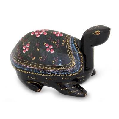 'Lucky Pink Turtle' - Lacquered Wood Decorative Box