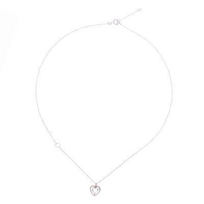 Dual Hearts,'Rose Gold and Sterling Silver Necklace'