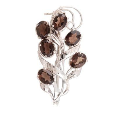 Harvest Decadence,'Dazzling Smoky Quartz Brooch Pin from India'