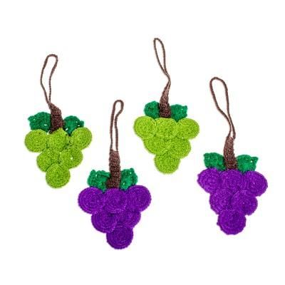 'Hand-Crocheted Green and Purple Grape Ornaments (Set of 4)'