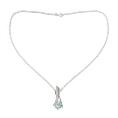 'Silver Flare' - Indian Sterling Silver and Blue Topaz Necklace