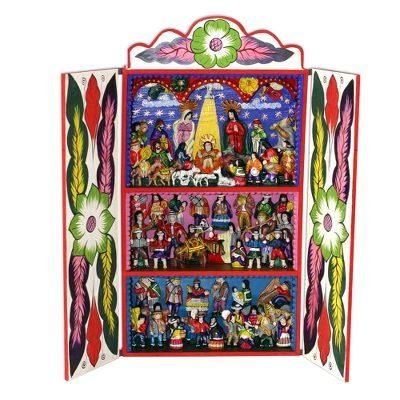 Andean Bullfight,'Hand Crafted Andean Wood Bullfight Retablo'