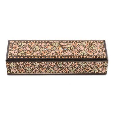 Chinar Forest,'Leaf Motif Papier Mache and Wood Decorative Box'