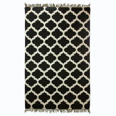 Wool dhurrie rug, 'Palace Tiles' (5x8)