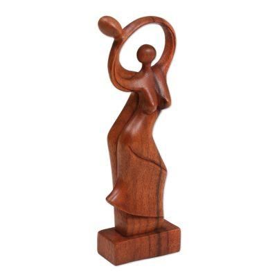Wood sculpture, 'Dancing Couple' - Fair Trade Romantic Wood Sculpture