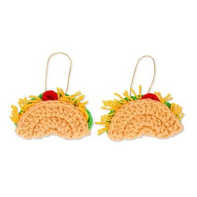 'Whimsical Taco-Shaped Crocheted Ornament Pair from Mexico'