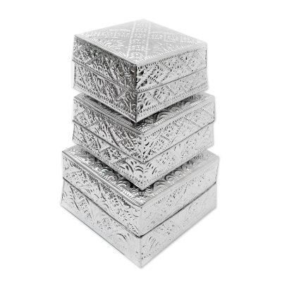 Lempuyang Sunset in Large,'Handcrafted Decorative Aluminum Boxes (Set of 3)'