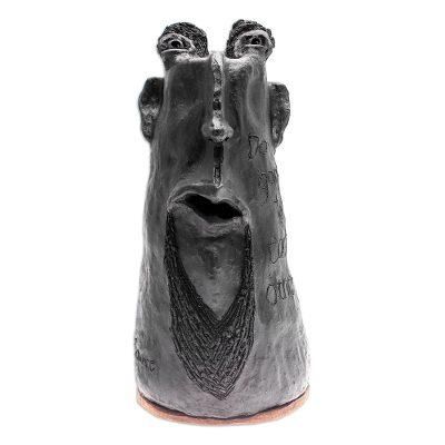 Brave Man,'Handmade Ceramic and Teak Wood Statuette'