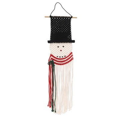Charming Snowman,'Holiday Snowman Macrame Wall Hanging'