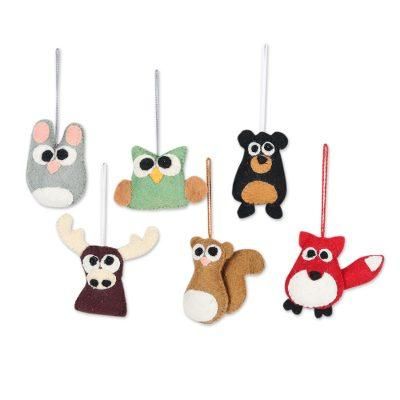 Woodland Friends,'Handcrafted Wool Ornaments (set of 6)'