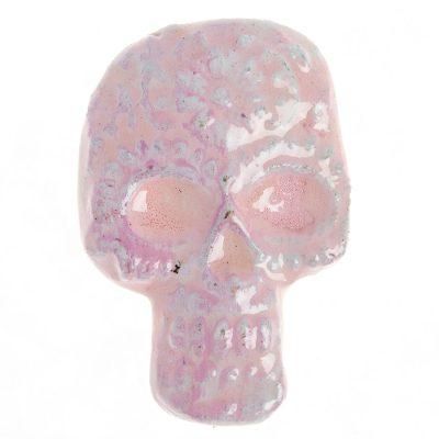 Skull in Pink,'Light Pink Day of the Dead Skull Ceramic Magnet from Mexico'