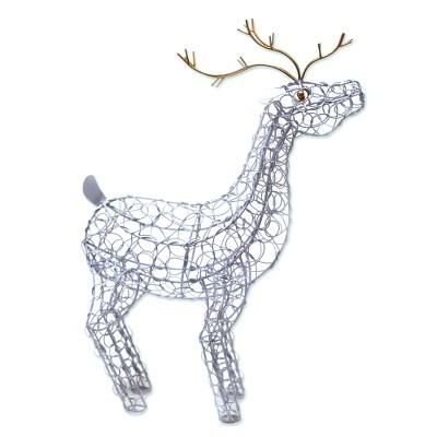 Wire Reindeer,'White Steel Wire Reindeer Holiday Decor from Bali'