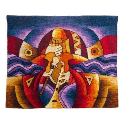 Andean Rhythm,'Alpaca Wool Tapestry from Peru'