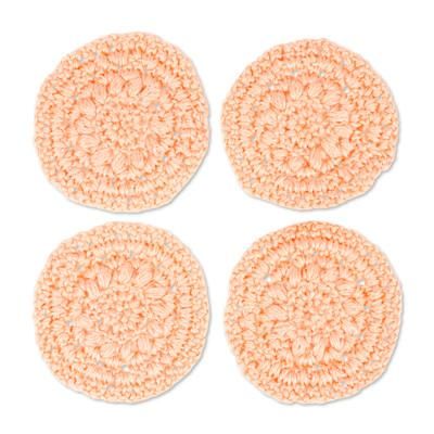Petal Pink Pinwheel,'Set of 4 Handmade Petal Pink Crocheted Coasters'