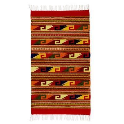 Zapotec wool rug, 'Wave Frieze' (2.5x5) - Mexican Zapotec Area Rug