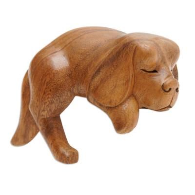 Sleepy Cocker Spaniel,'Sleeping Cocker Spaniel Puppy Sculpture Carved in Wood'
