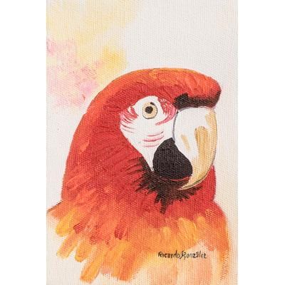 Traditional Macaw,'Impressionist Acrylic and Oil Painting of a Red Macaw'