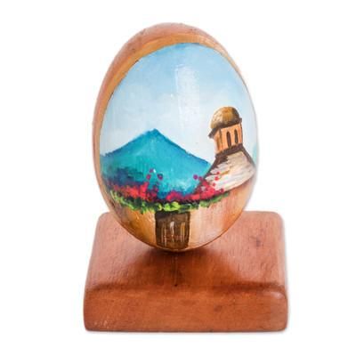 'Wood Decorative Accent with Hand-Painted Landscape Theme'
