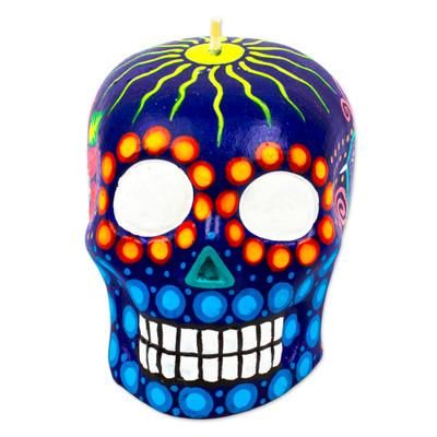 Colorful Purple Skull,'Hand Painted Mexican Day of the Dead Purple Skull Candle'