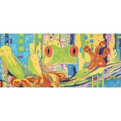 'Modern Multicolored Stretched Sublimation Print of A Frog'
