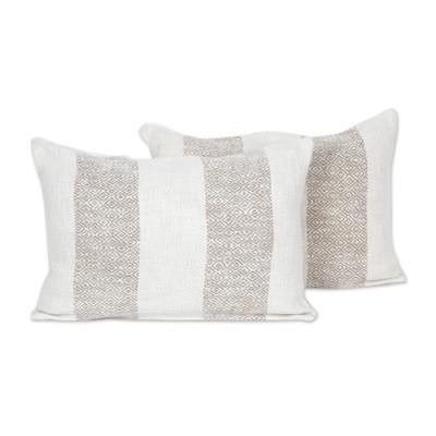 Diamond Elegance in Umber,'Artisan Crafted Cotton Cushion Covers (Pair)'