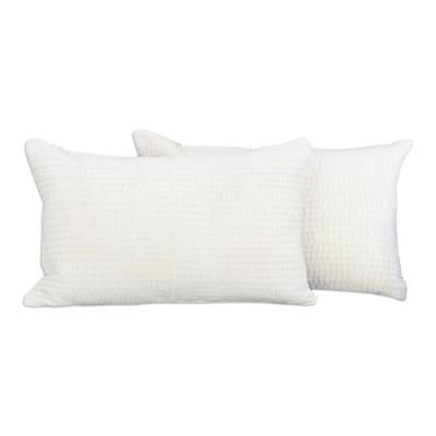 Vanilla Comfort,'Pair of Vanilla Viscose Shell and Zari Thread Cushion Covers'