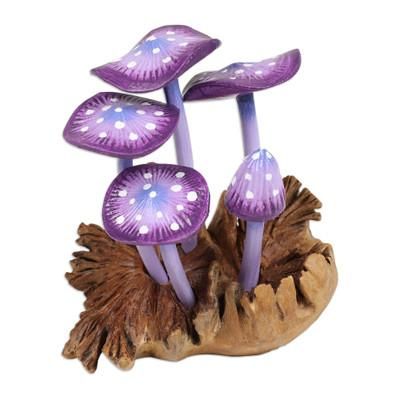 Wild Magic,'Purple-Toned Jempinis and Benalu Wood Mushroom Sculpture'