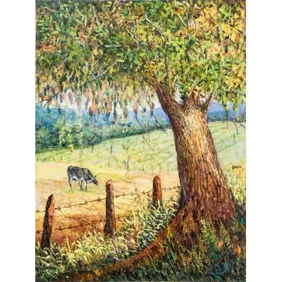 Amid Nature,'Original Signed Costa Rican Pastoral Scene Oil Painting'