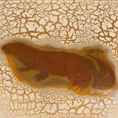 'Lizard and Mosquito' - Expressionist Animal Painting from Mexico