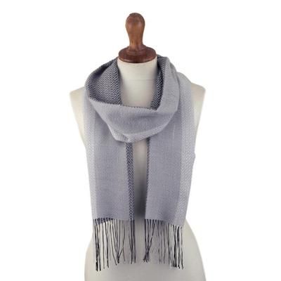 Street Grey,'Grey Shades Handwoven Baby Alpaca Blend Scarf from Peru'