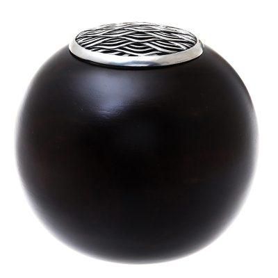 The Wave,'Wave Motif Wood and Pewter Decorative Jar (5 inch)'