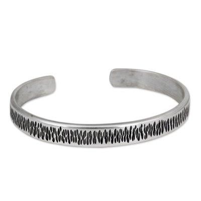 Sterling silver cuff bracelet, 'Whispering Rain'