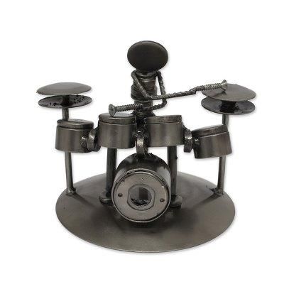 Upcycled auto parts statuette, 'Rustic Drummer'