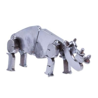 Wild Strength,'Handcrafted Recycled Scrap Metal Rhino Statuette'